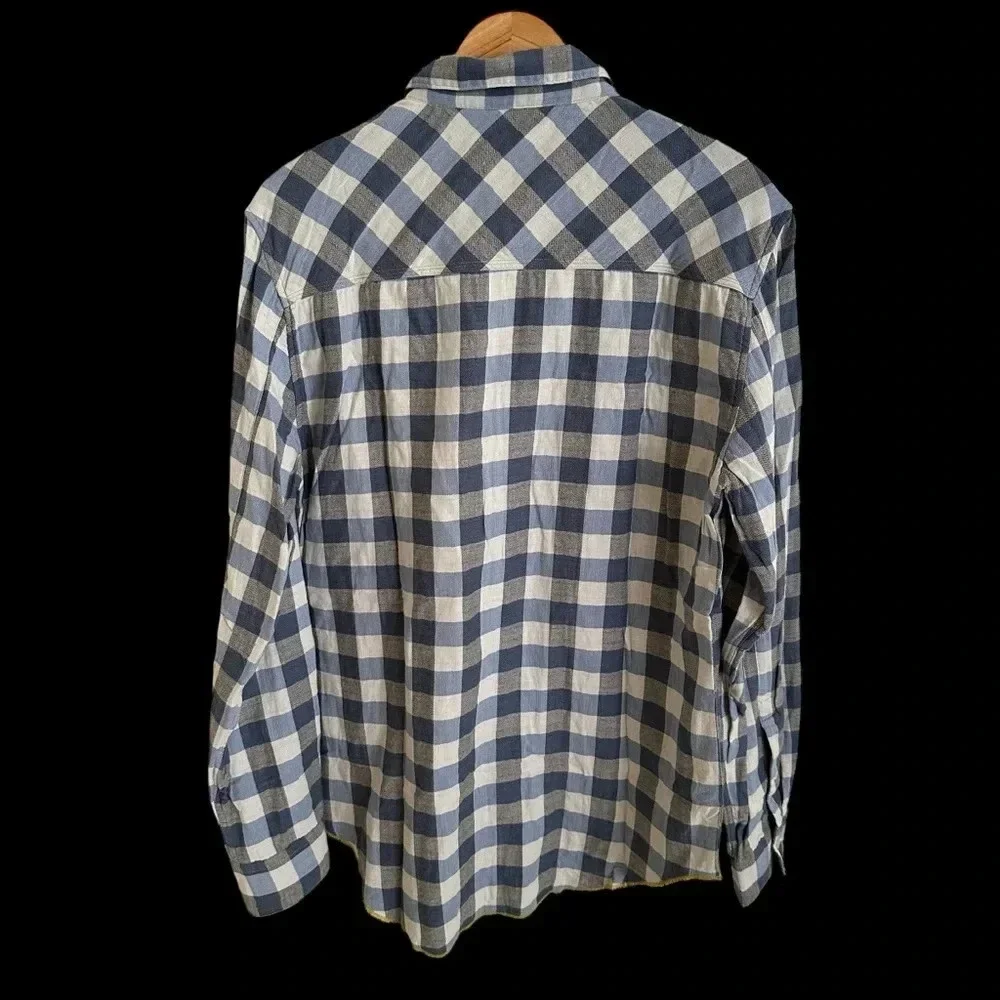 Arnold Zimberg‎ Mens Medium Gingham Check button up shirt blue gray western grey